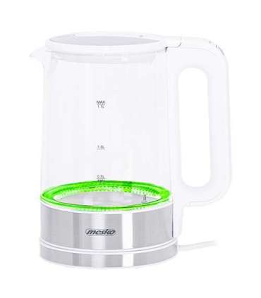 Mesko Kettle MS 1301w Electric 1850 W 1.7 L Glass/Stainless steel 360° rotational base White