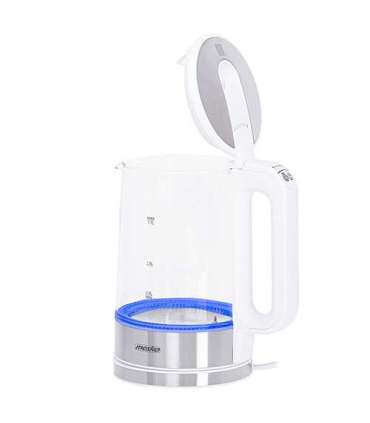 Mesko Kettle MS 1301w Electric 1850 W 1.7 L Glass/Stainless steel 360° rotational base White