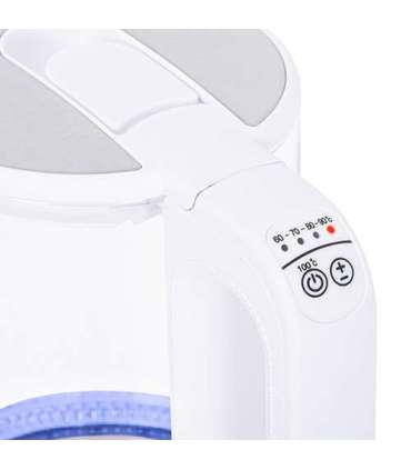 Mesko Kettle MS 1301w Electric 1850 W 1.7 L Glass/Stainless steel 360° rotational base White