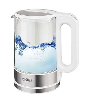 Mesko Kettle MS 1301w Electric 1850 W 1.7 L Glass/Stainless steel 360° rotational base White