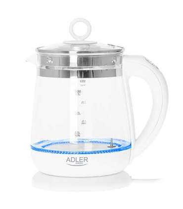 Adler Kettle AD 1299 Electric 2200 W 1.5 L Glass/Stainless steel 360° rotational base White