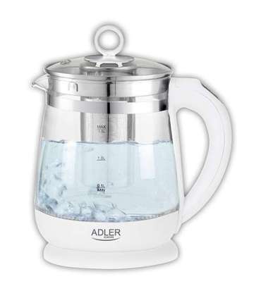 Adler Kettle AD 1299 Electric 2200 W 1.5 L Glass/Stainless steel 360° rotational base White