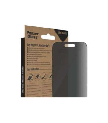 PanzerGlass Screen protector Apple iPhone 14 Pro Glass Black Ultra-Wide Fit Easy installation Privacy