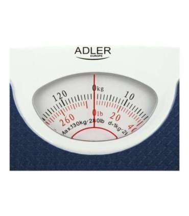 Adler Mechanical bathroom scale AD 8151b Maximum weight (capacity) 130 kg Accuracy 1000 g Blue/White