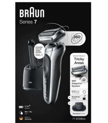 Braun Shaver 71-S7200cc Operating time (max) 50 min Wet & Dry Silver/Black