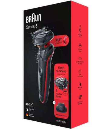 Braun Shaver 51-R1200s Operating time (max) 50 min Wet & Dry Black/Red
