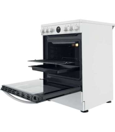 INDESIT Cooker IS67V8CHW/E Hob type Vitroceramic Oven type Electric White Width 60 cm Grilling Depth 60