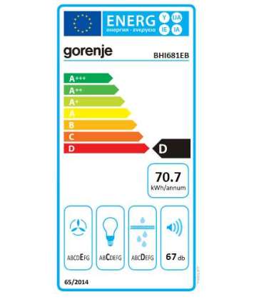 Gorenje Hood BHI681EB Canopy Energy efficiency class D Width 58 cm 370 m³/h Mechanical control LED |