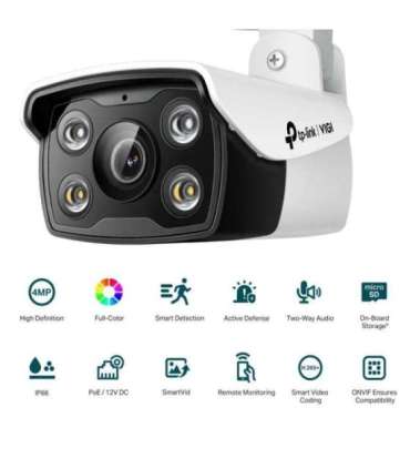 TP-LINK VIGI 4MP Outdoor Full-Color Network Camera VIGI C340 Bullet 4 MP 4 mm IP66 |