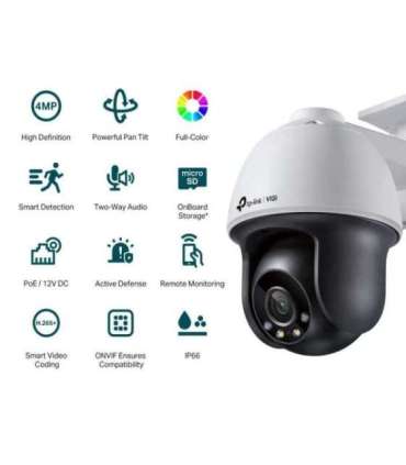 TP-LINK VIGI 4MP Outdoor Full-Color Pan Tilt Network Camera VIGI C540 Dome 4 MP 4 mm IP66 |