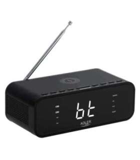 Adler Alarm Clock with Wireless Charger AD 1192B Alarm function AUX in Black