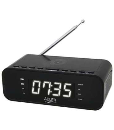Adler Alarm Clock with Wireless Charger AD 1192B Alarm function AUX in Black