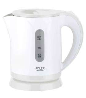 Adler Kettle AD 1371w Electric 850 W 0.8 L Stainless steel/Polypropylene 360° rotational base White
