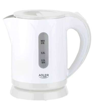 Adler Kettle AD 1371w Electric 850 W 0.8 L Stainless steel/Polypropylene 360° rotational base White