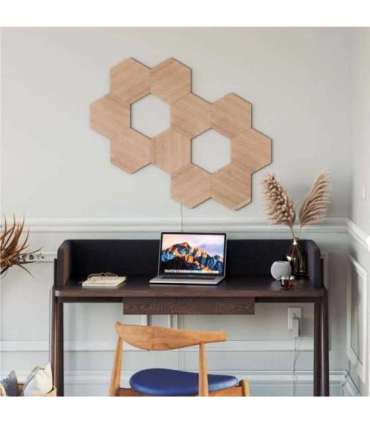 Nanoleaf|Elements Wood Look Hexagons Starter Kit (7 panels)|Cool White + Warm White
