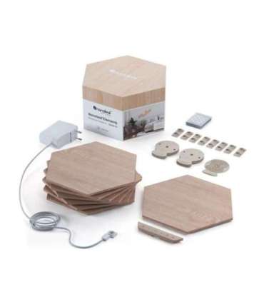Nanoleaf|Elements Wood Look Hexagons Starter Kit (7 panels)|Cool White + Warm White