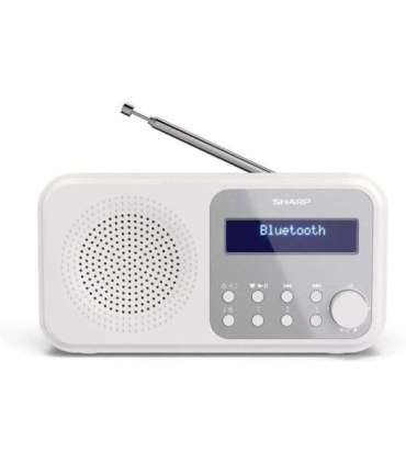 Sharp DR-P420(WH) Tokyo Portable Digital Radio, FM/DAB/DAB+, Bluetooth 5.0, USB or Battery Powered, Snowy White Sharp