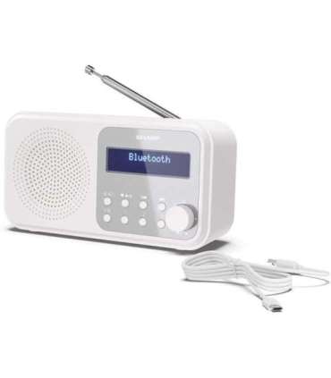 Sharp DR-P420(WH) Tokyo Portable Digital Radio, FM/DAB/DAB+, Bluetooth 5.0, USB or Battery Powered, Snowy White Sharp