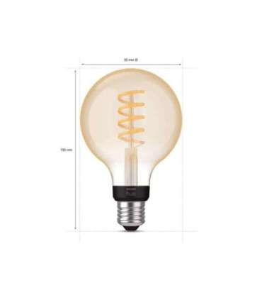 Hue WA 7W Filament G93 globe E27 E27 7 W Warm to cool white 2200-4500K Bluetooth and Zigbee