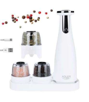 Adler Electric Salt and pepper grinder AD 4449w Housing material ABS plastic 7 W Lithium Matte White