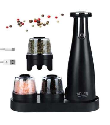 Adler Electric Salt and pepper grinder AD 4449b Housing material ABS plastic 7 W Lithium Matte Black