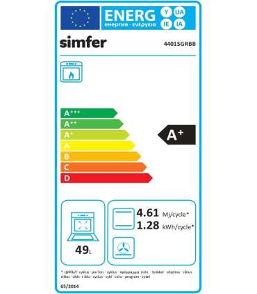 Simfer Cooker 4401SGRBB.1 Hob type Gas Oven type Gas White Width 50 cm Depth 55 cm 49 L