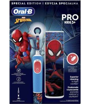 Oral-B Electric Toothbrush with Travel Case Vitality PRO Kids Spiderman Rechargeable For children Number of
