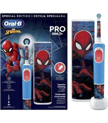 Oral-B Electric Toothbrush with Travel Case Vitality PRO Kids Spiderman Rechargeable For children Number of