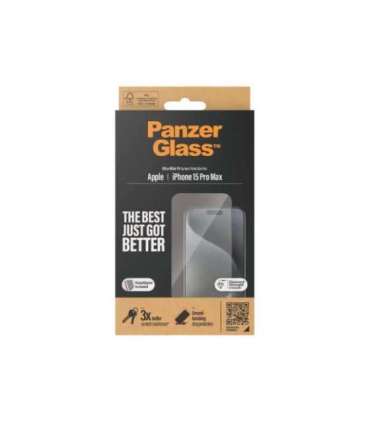 PanzerGlass Screen protector Apple IPhone 15 Pro Max Glass Transparent Ultra-wide fit, Scratch resistant,