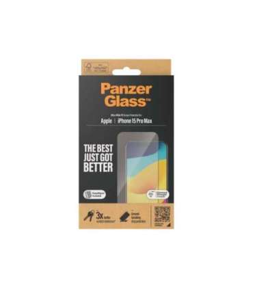 PanzerGlass Screen protector Apple IPhone 15 Pro Max Glass Transparent Ultra-wide fit, Scratch resistant,