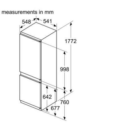 Bosch Refrigerator KIV86NSE0 Series 2 Energy efficiency class E Built-in Combi Height 177.2 cm Fridge net