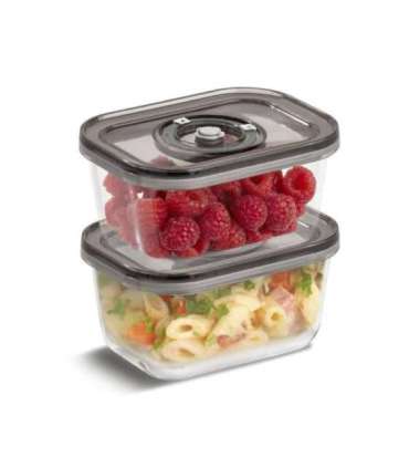 Caso Glass Vacuum Containers with Plastic Lid (2 pcs) VacuBoxx Eco-Duo S Transparent