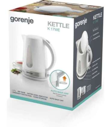 Gorenje Kettle K17WE Electric 2200 W 1.7 L Plastic/Metal 360° rotational base White