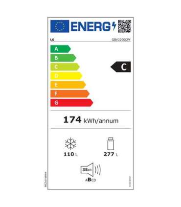 LG Refrigerator GBV3200CPY Energy efficiency class C Free standing Combi Height 203 cm No Frost system |