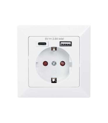 Digitus Safety Plug for Flush Mounting with 1 x USB Type-C, 1 x USB A