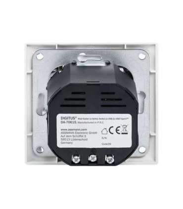 Digitus Safety Plug for Flush Mounting with 1 x USB Type-C, 1 x USB A