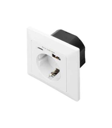 Digitus Safety Plug for Flush Mounting with 1 x USB Type-C, 1 x USB A