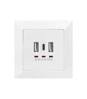 Digitus Socket with USB A & USB-C Ports, flush mounted