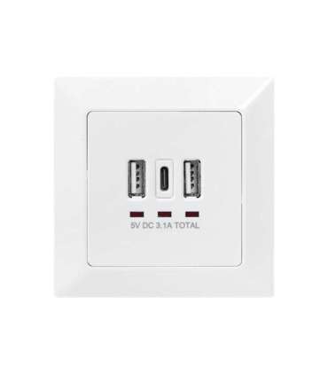 Digitus Socket with USB A & USB-C Ports, flush mounted