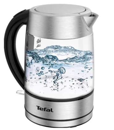 TEFAL Kettle KI772D Electric 2400 W 1.7 L Glass 360° rotational base Stainless Steel/Black