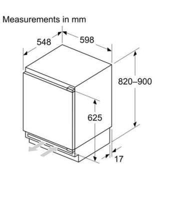 Bosch Refrigerator KUL22ADD0 Energy efficiency class D Built-under Larder Height 82 cm Fridge net capacity