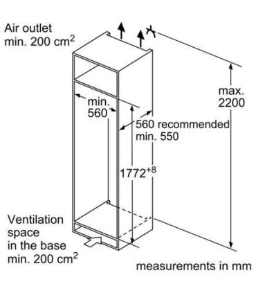 Bosch Refrigerator KIL82VFE0 Energy efficiency class E Built-in Larder Height 177.2 cm Fridge net capacity