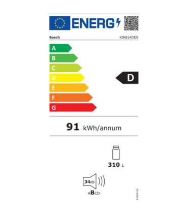 Bosch Refrigerator KIR81ADD0 Energy efficiency class D Built-in Larder Height 177.2 cm Fridge net capacity