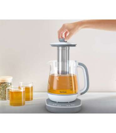 TEFAL Tastea Kettle BJ551B10 Tea Kettle 1400 W 1.5 L Glass 360° rotational base Grey/White