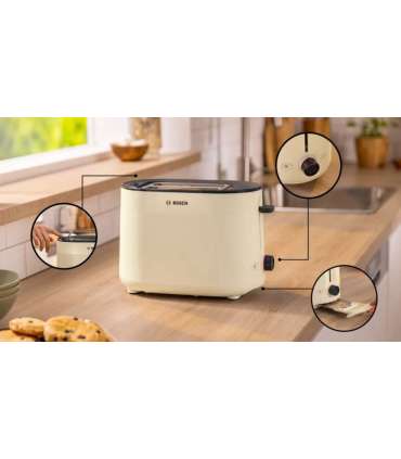 Bosch Toaster TAT2M127 MyMoment Power 950 W Number of slots 2 Housing material Plastic Beige
