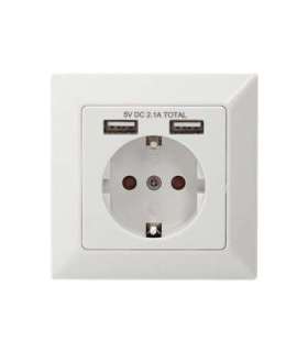 Digitus Safety socket for flush mounting with 2 USB ports DA-70613