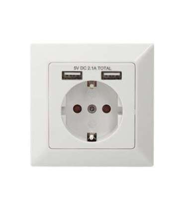 Digitus Safety socket for flush mounting with 2 USB ports DA-70613