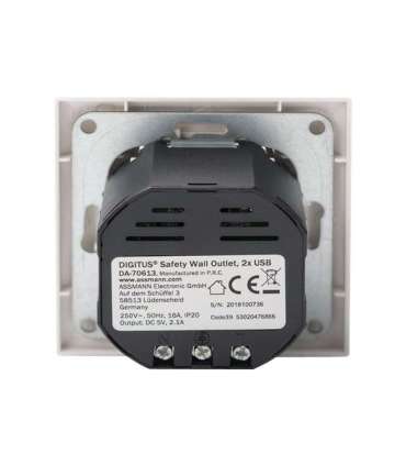 Digitus Safety socket for flush mounting with 2 USB ports DA-70613