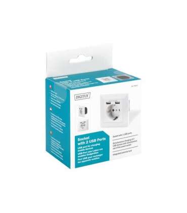Digitus Safety socket for flush mounting with 2 USB ports DA-70613