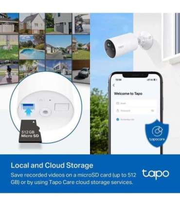 TP-LINK Smart Wire-Free Indoor/Outdoor Security Camera Tapo C410 Bullet 3 MP 3.17mm/F1.65 H.264 Micro SD,